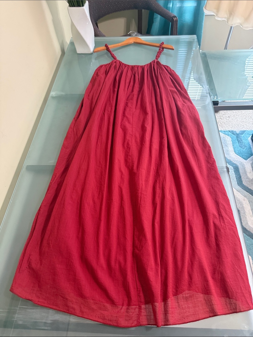 Zara Red Cotton Sundress Zara Maxi Dress Size Small